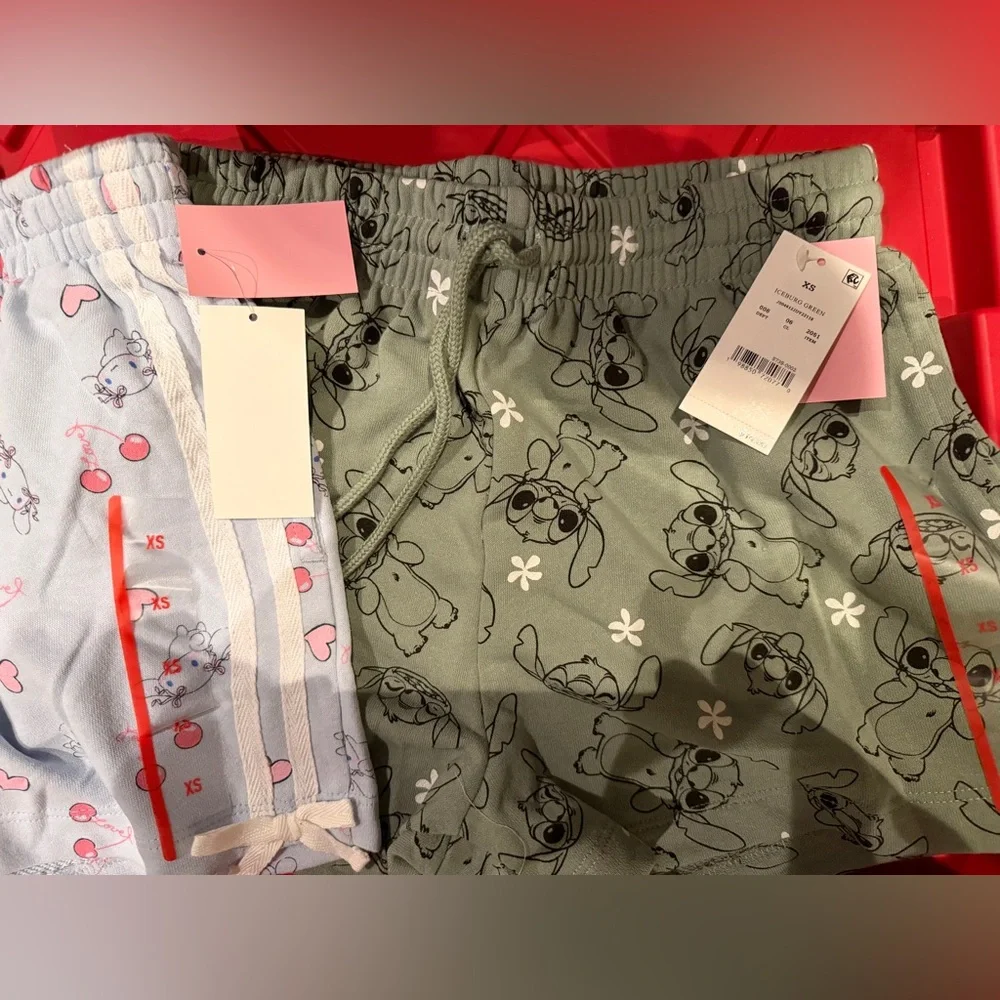 2 pairs of Women's Pajama Shorts - Light Blue and Olive - Picture 3 of 3